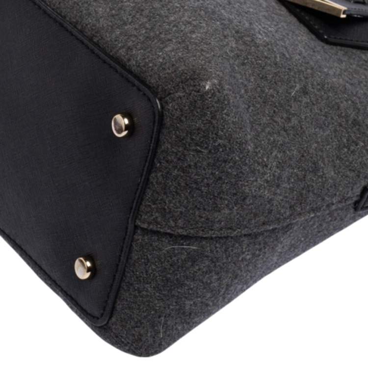 مملوكة مسبقًا Kate Spade Grey/Black Leather and Wool Satchel