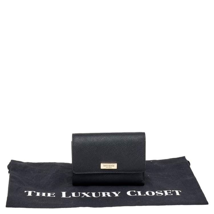 Pre Owned Kate Spade Black Leather Joy Laurel Way Trifold Wallet