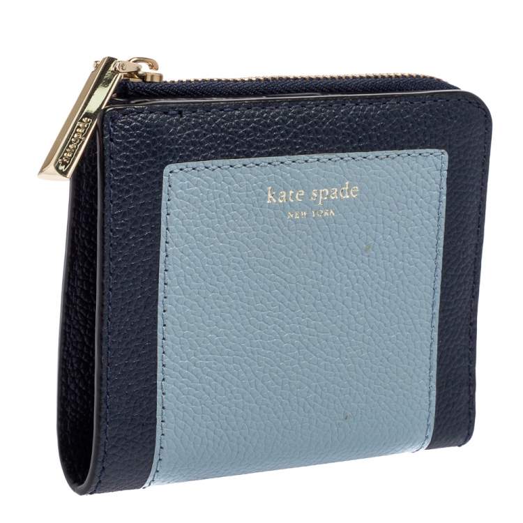 Pre Owned Kate Spade Blue Leather Margaux Compact Wallet