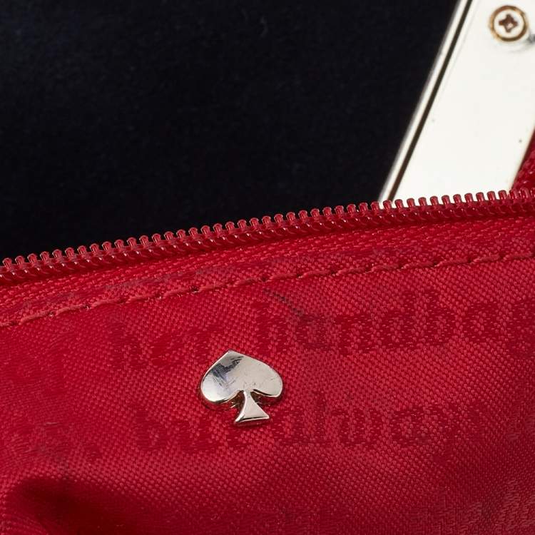 Pre Owned Kate Spade Black Suede Secret Admirer Heart Handle Bag
