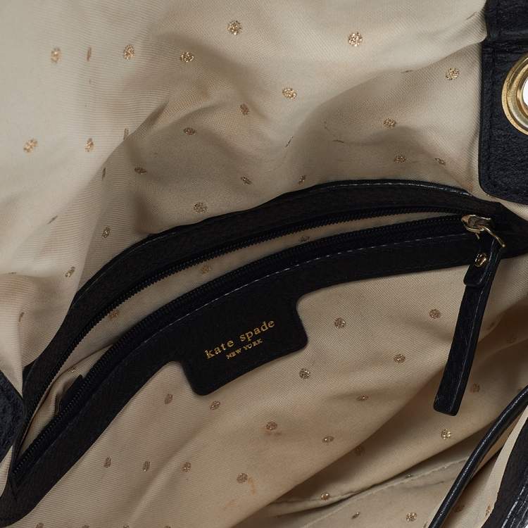 Pre Owned Kate Spade Black Leather Turnlock Chain Shoulder Bag