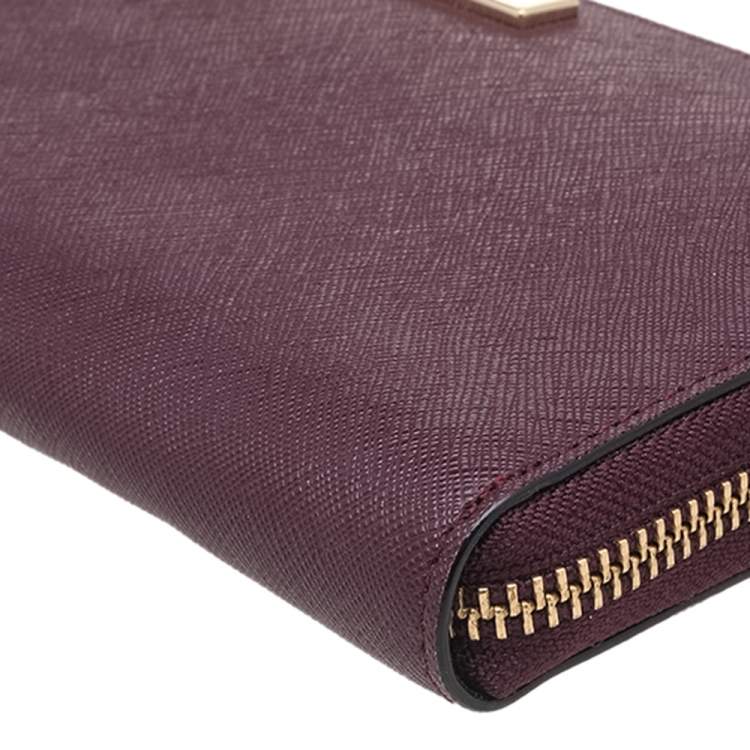 Pre Owned Kate Spade Burgundy Leather Neda Zip Around Wallet