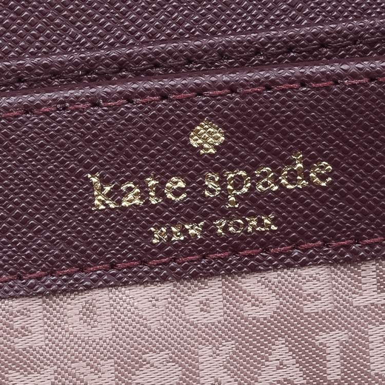 Pre Owned Kate Spade Burgundy Leather Neda Zip Around Wallet