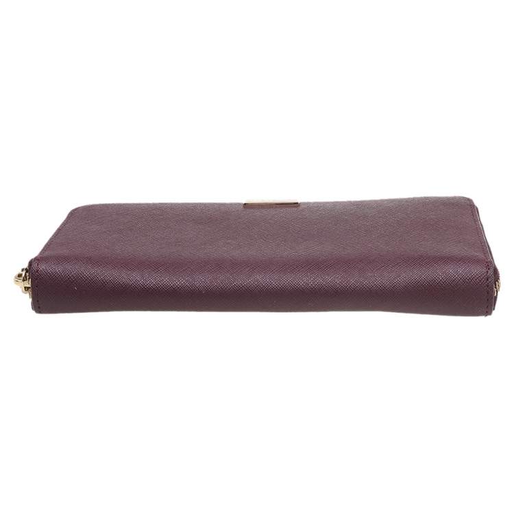 Pre Owned Kate Spade Burgundy Leather Neda Zip Around Wallet
