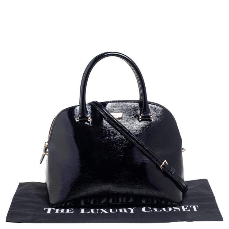 مملوكة مسبقًا Kate Spade Black Patent Leather Zip Dome Satchel