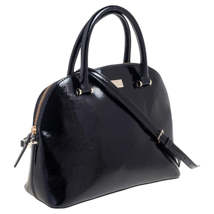 مملوكة مسبقًا Kate Spade Black Patent Leather Zip Dome Satchel