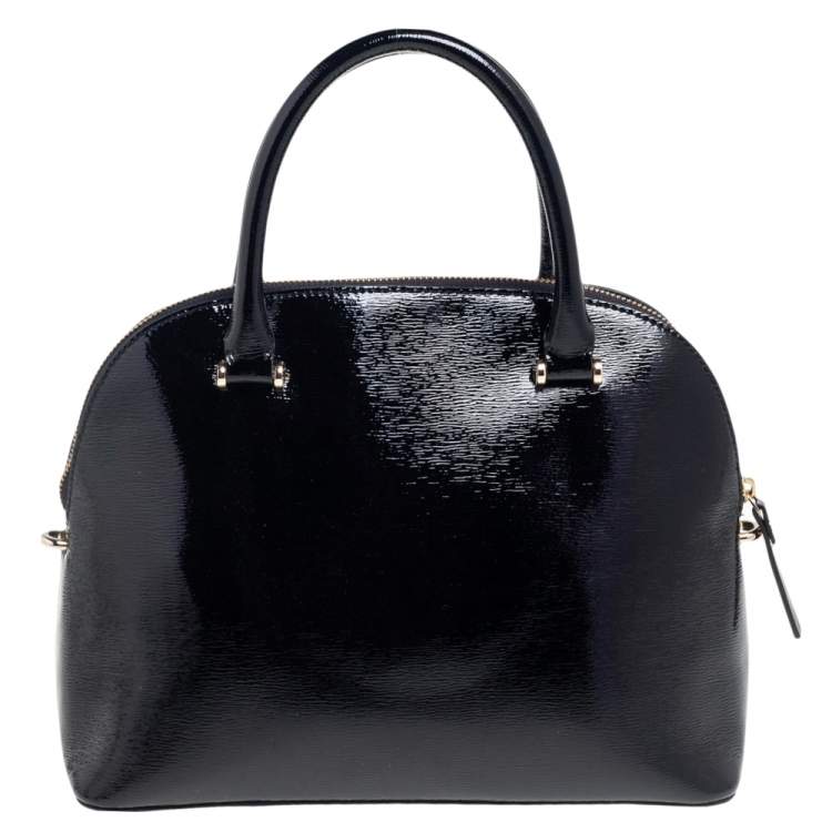 مملوكة مسبقًا Kate Spade Black Patent Leather Zip Dome Satchel