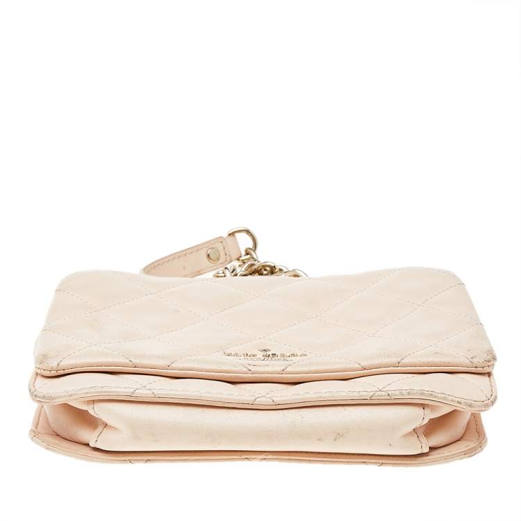 Pre Owned Kate Spade Beige Quilted Leather Mini Emerson Place Vivenna Shoulder Bag
