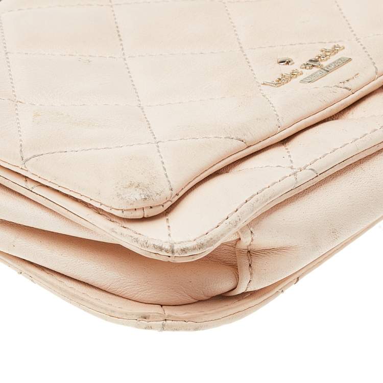 Pre Owned Kate Spade Beige Quilted Leather Mini Emerson Place Vivenna Shoulder Bag