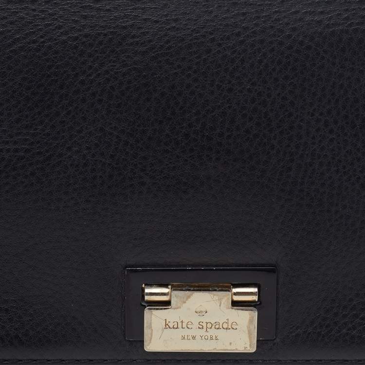Pre Owned Kate Spade Black Leather And Suede Magnolia Park Top Handle Bag