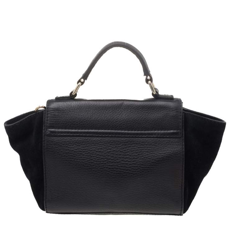 Pre Owned Kate Spade Black Leather And Suede Magnolia Park Top Handle Bag
