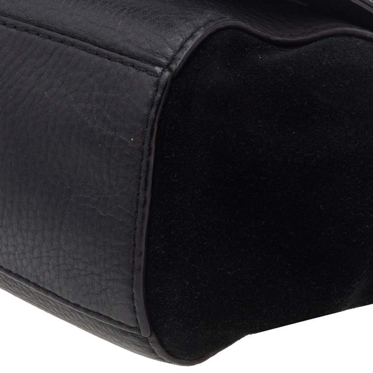 Pre Owned Kate Spade Black Leather And Suede Magnolia Park Top Handle Bag