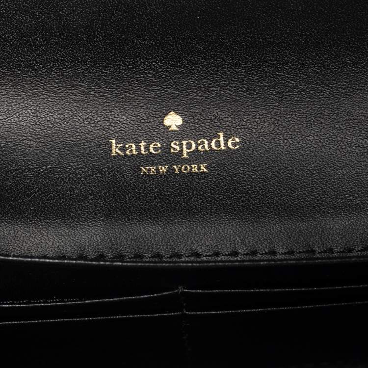 Pre Owned Kate Spade Black/Brown Leopard Print Calfhair and Leather Parchment Milou Chain Clutch
