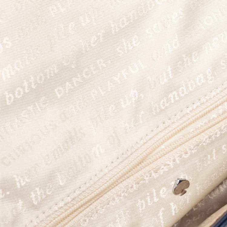 Pre Owned Kate Spade Navy Blue Leather Limousine Patch Chain Clutch