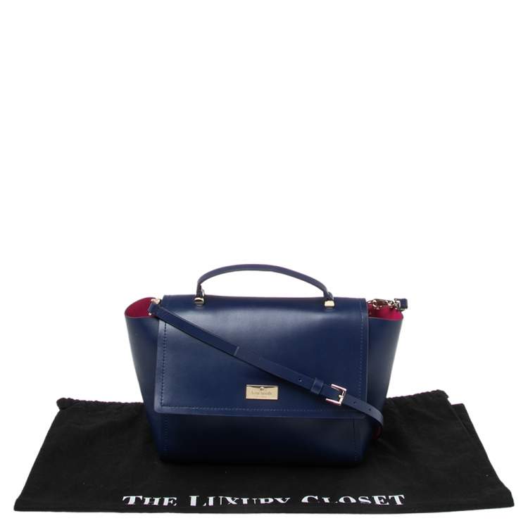 Pre Owned Kate Spade Blue Leather Brynlee Top Handled Bag
