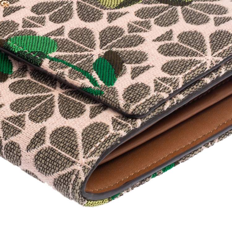 Pre Owned Kate Spade Multicolor Cherry Embroidered Canvas Wallet On Chain