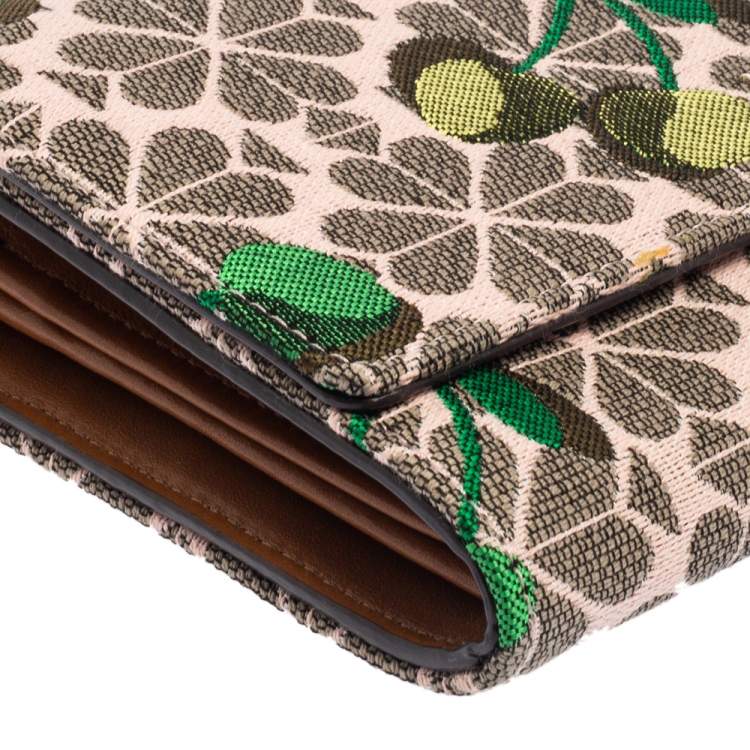 Pre Owned Kate Spade Multicolor Cherry Embroidered Canvas Wallet On Chain