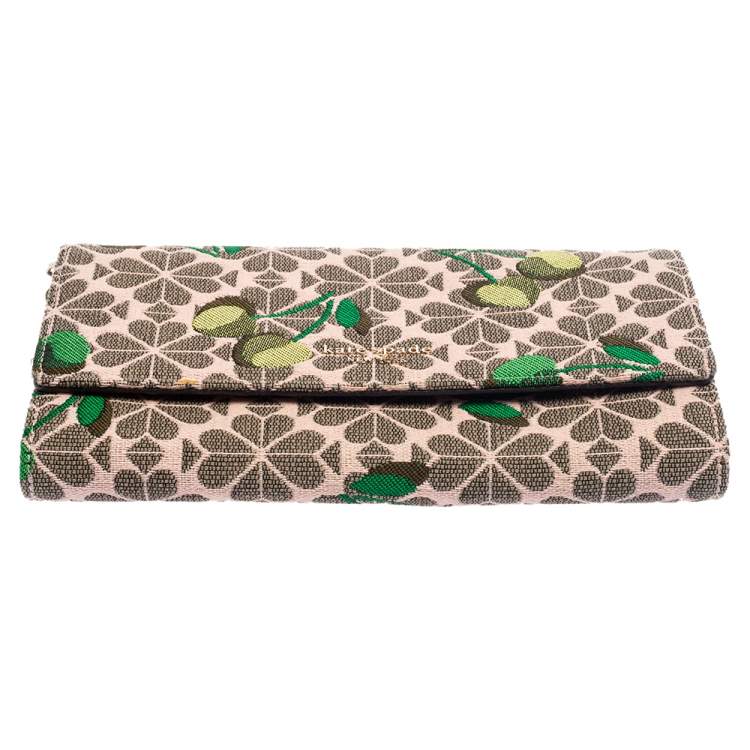 Pre Owned Kate Spade Multicolor Cherry Embroidered Canvas Wallet On Chain