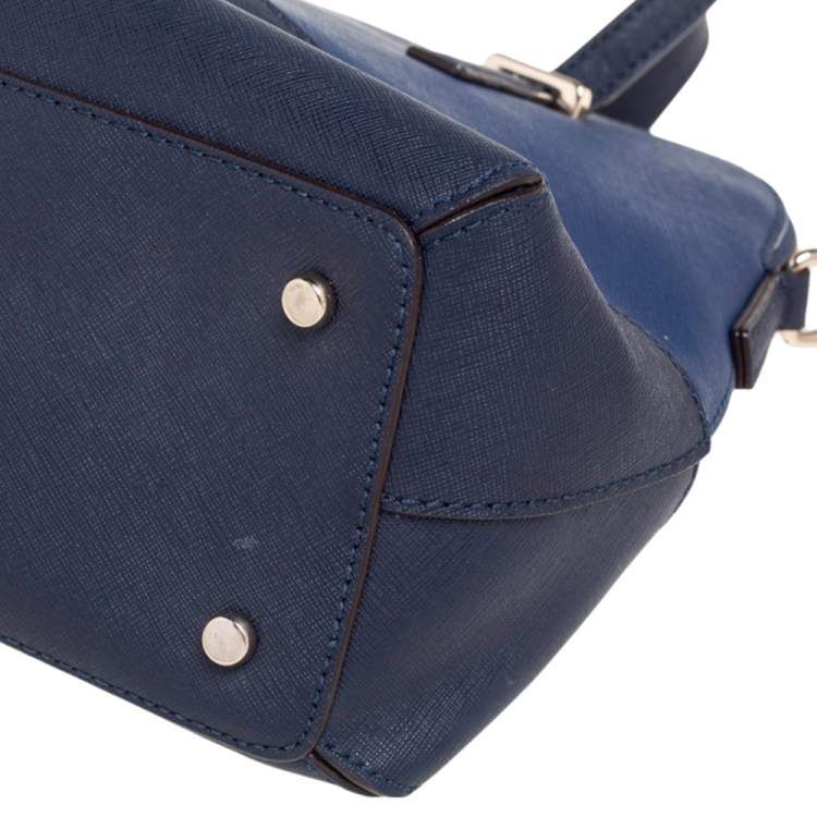 Pre Owned Kate Spade Black/Blue Leather Cedar Street Maise Satchel 