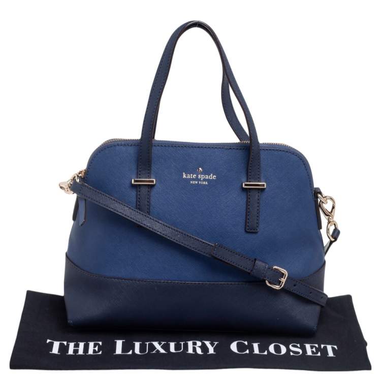 Pre Owned Kate Spade Black/Blue Leather Cedar Street Maise Satchel 