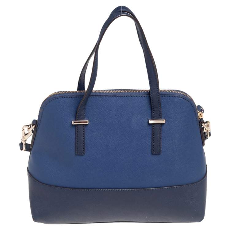 Pre Owned Kate Spade Black/Blue Leather Cedar Street Maise Satchel 