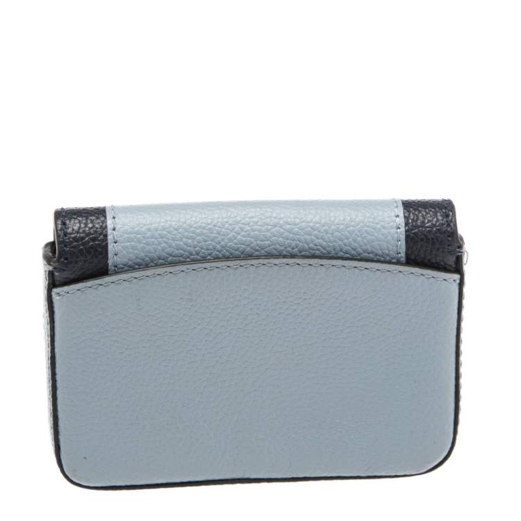 Pre Owned Kate Spade Two Tone Blue Leather Margaux Card Case