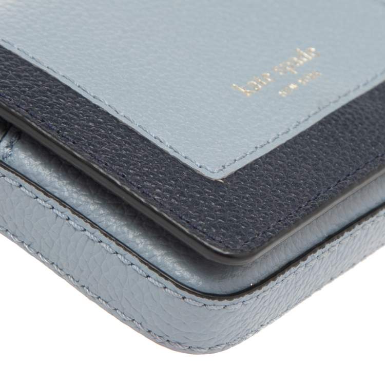 Pre Owned Kate Spade Two Tone Blue Leather Margaux Card Case