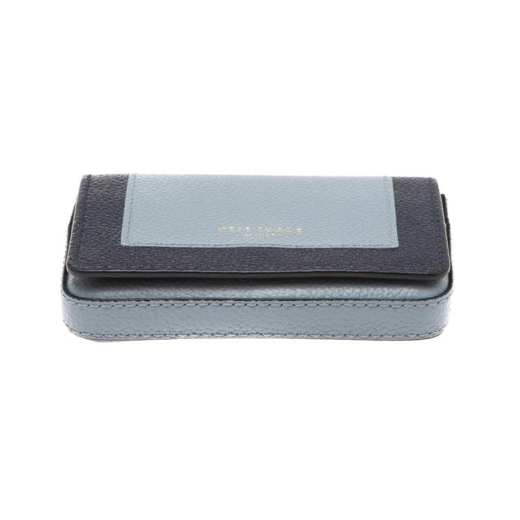 Pre Owned Kate Spade Two Tone Blue Leather Margaux Card Case