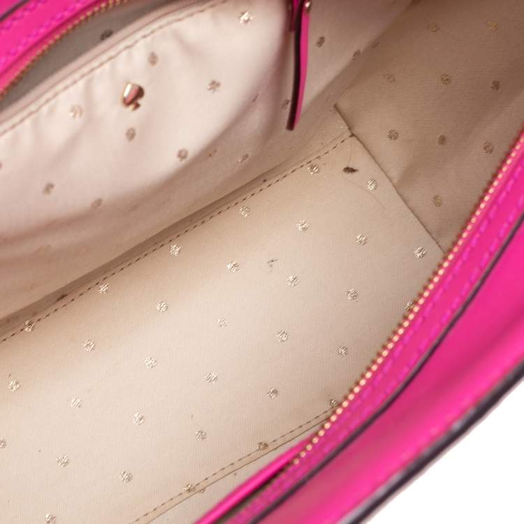Pre Owned Kate Spade Hot Pink Leather 2 Park Avenue Beau Bow Tote