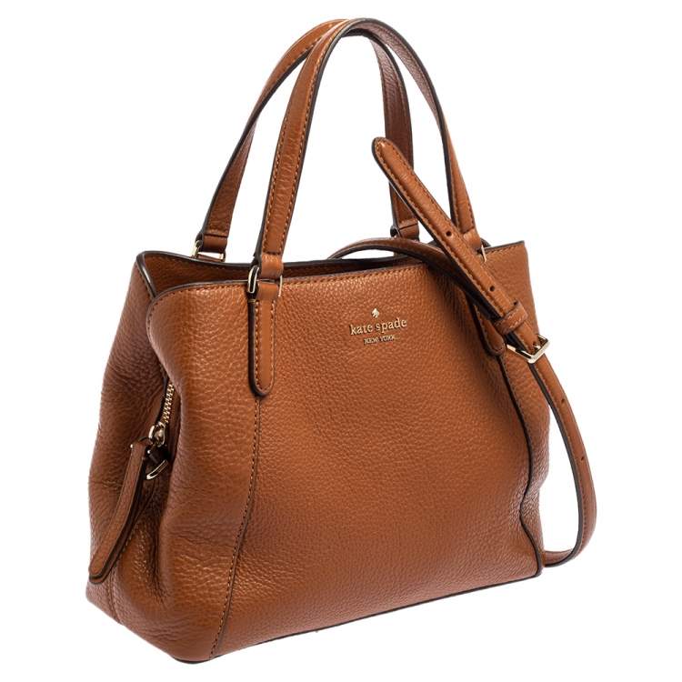 Pre Owned Kate Spade Brown Grained Leather Jackson Tote