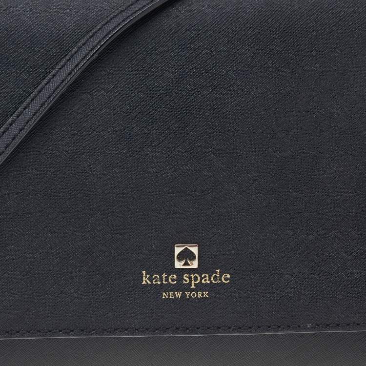 Pre Owned Kate Spade Black Leather Flap Crossbody Bag 