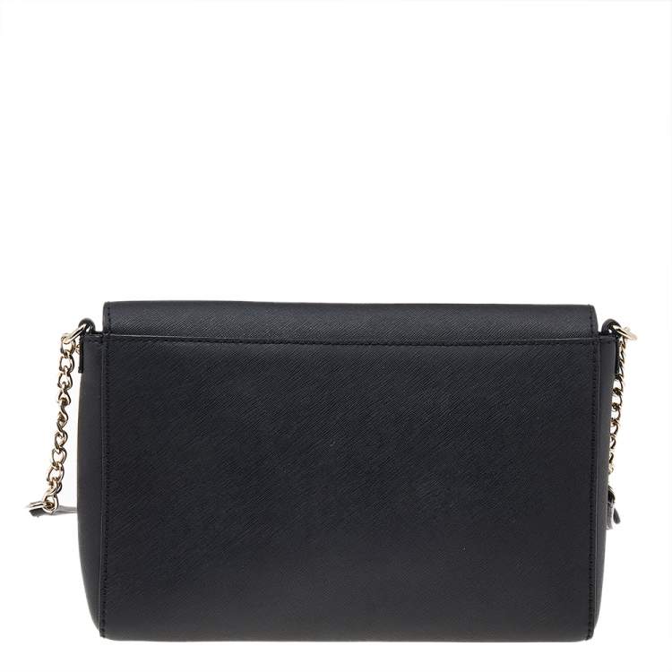 Pre Owned Kate Spade Black Leather Flap Crossbody Bag 