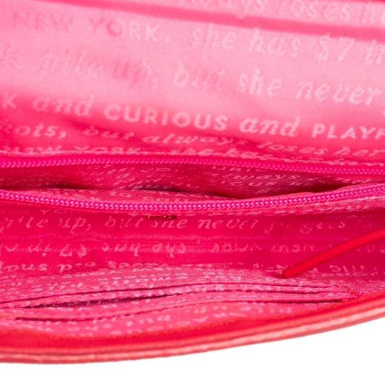 Pre Owned Kate Spade Coral Leather New York Flights of Fancy Parrot Shoulder Bag