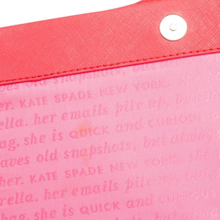 Pre Owned Kate Spade Coral Leather New York Flights of Fancy Parrot Shoulder Bag
