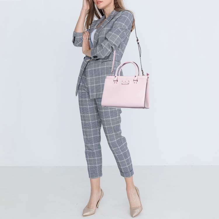 Pre Owned Kate Spade Pink Leather Wellesley Durham Top Handle Bag