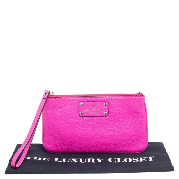 Pre Owned Kate Spade Pink Leather Wristlet 