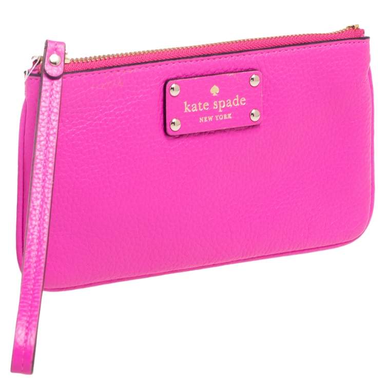 Pre Owned Kate Spade Pink Leather Wristlet 