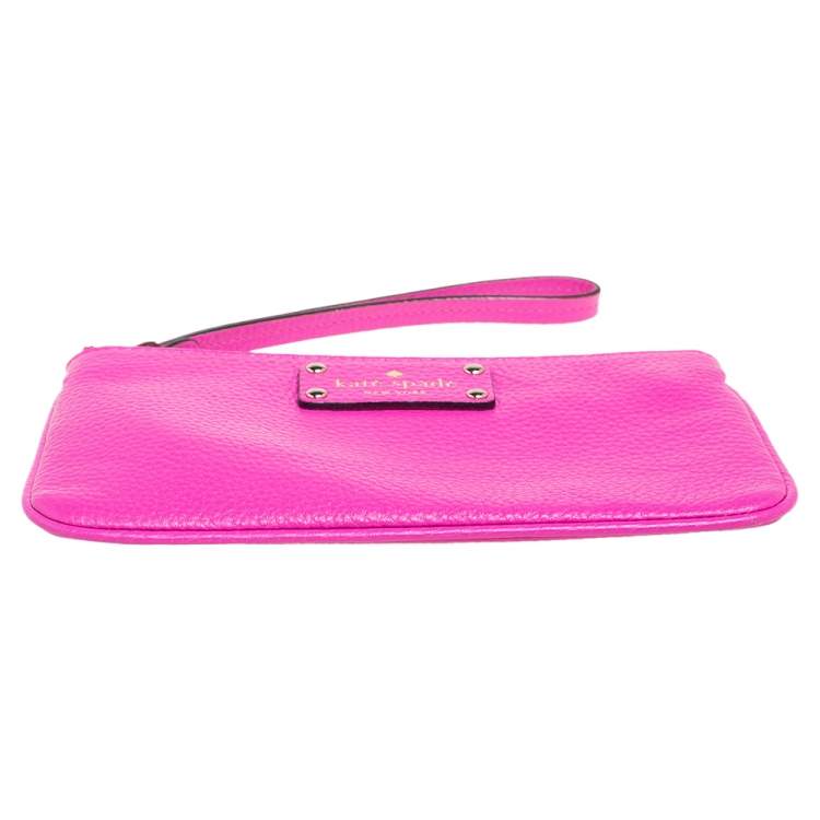 Pre Owned Kate Spade Pink Leather Wristlet 