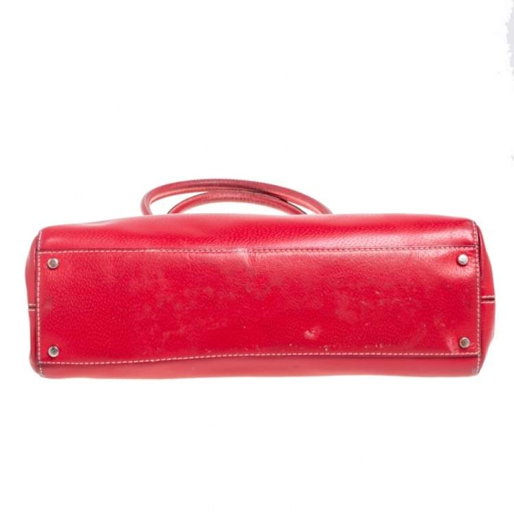 Pre Owned Kate Spade Red Leather Double Zip Tote