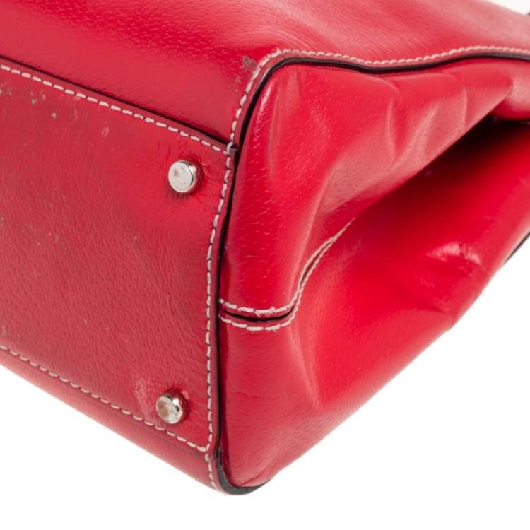 Pre Owned Kate Spade Red Leather Double Zip Tote