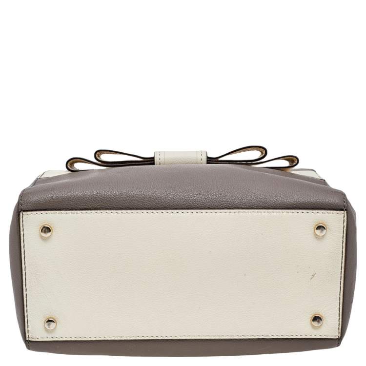 مملوكة مسبقًا Kate Spade Grey/Off White Leather Alice Court Kaiya Satchel