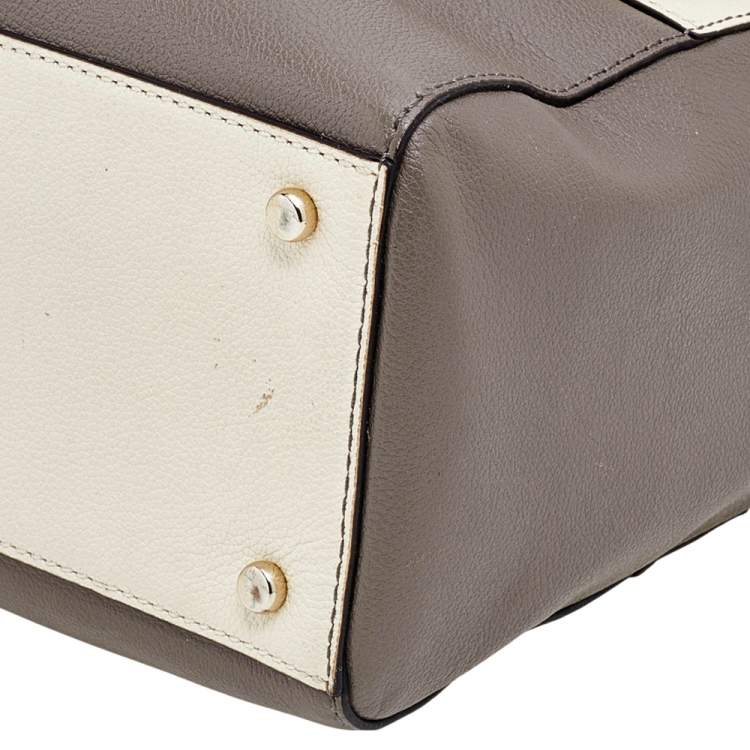 مملوكة مسبقًا Kate Spade Grey/Off White Leather Alice Court Kaiya Satchel