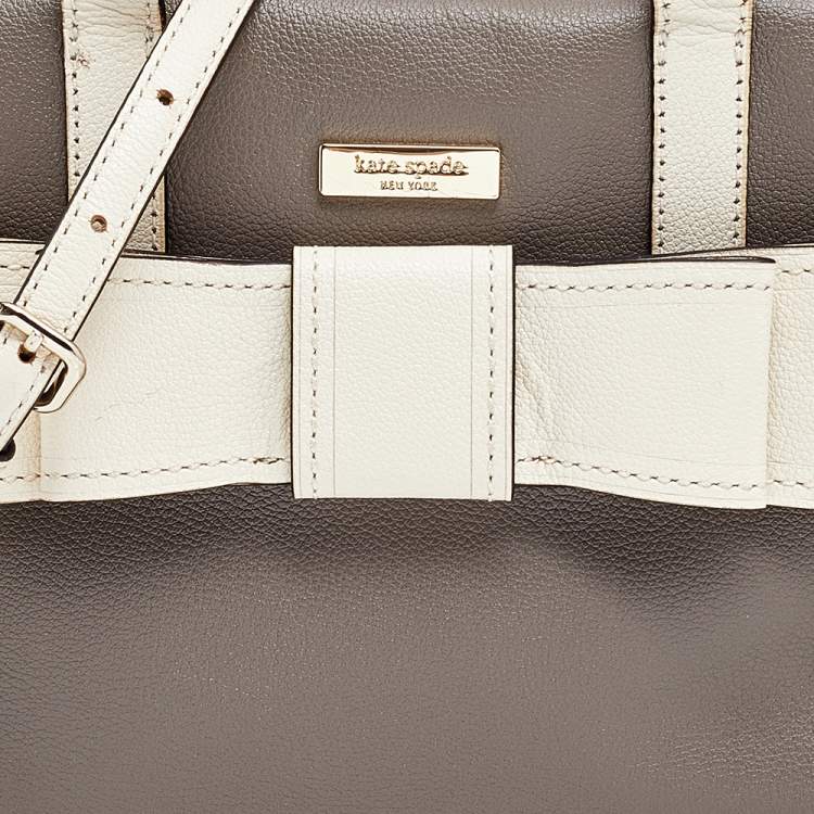 مملوكة مسبقًا Kate Spade Grey/Off White Leather Alice Court Kaiya Satchel