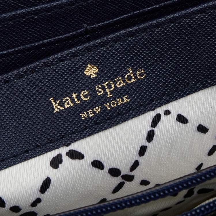 Pre Owned Kate Spade Navy Blue Leather Laurel Way Neda Zip Around Wallet