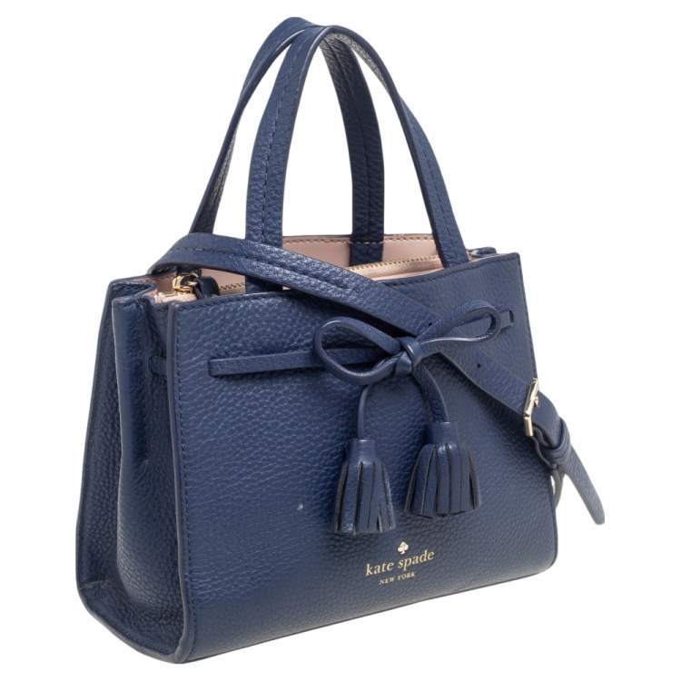 Pre Owned Kate Spade Navy Blue Leather Small Hayes Street Sam Tote