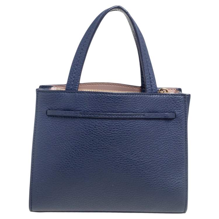 Pre Owned Kate Spade Navy Blue Leather Small Hayes Street Sam Tote