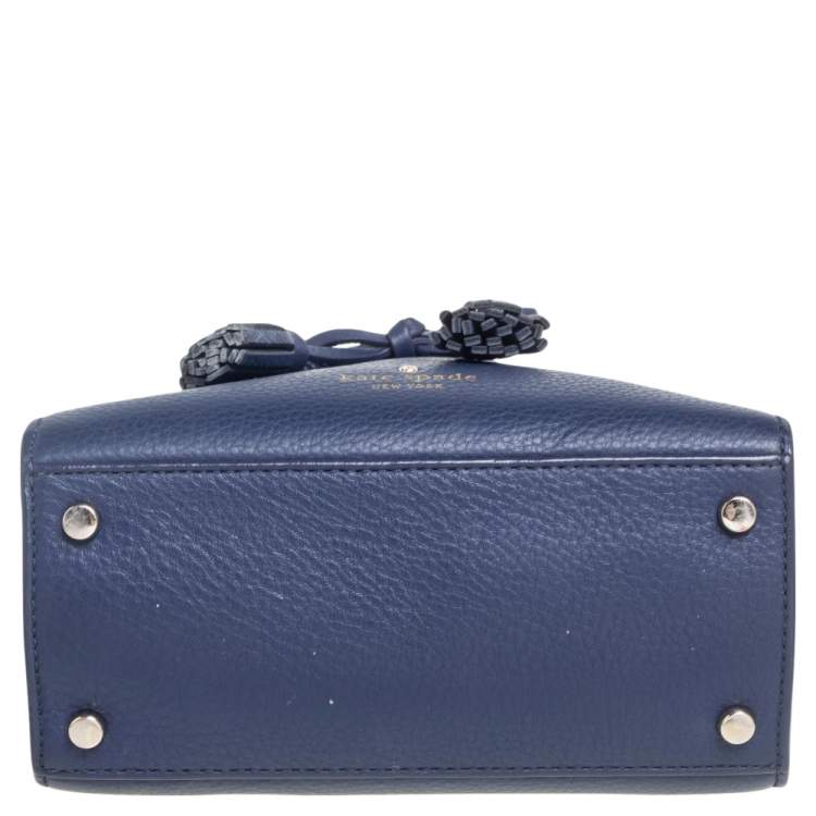 Pre Owned Kate Spade Navy Blue Leather Small Hayes Street Sam Tote