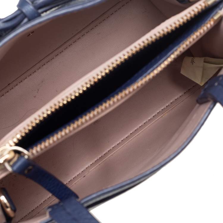 Pre Owned Kate Spade Navy Blue Leather Small Hayes Street Sam Tote