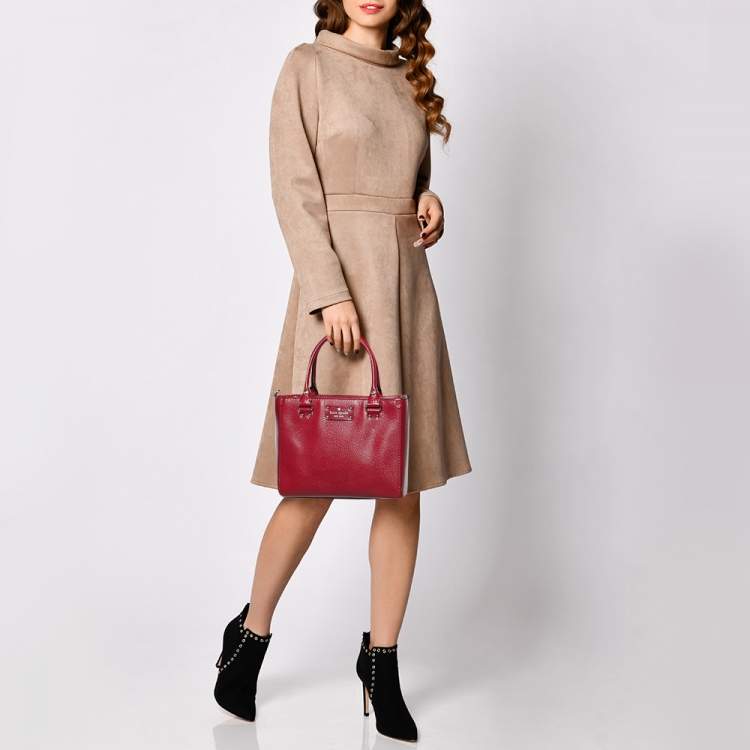 Pre Owned Kate Spade Wine Red Leather Wellesley Shoulder Bag