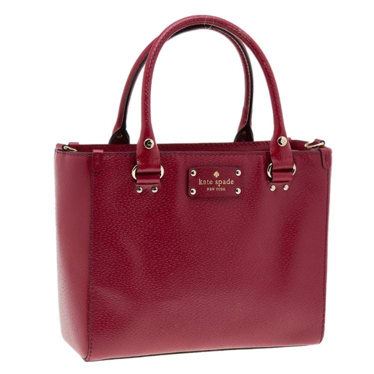Pre Owned Kate Spade Wine Red Leather Wellesley Shoulder Bag